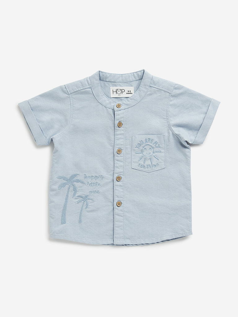 HOP Baby Light Blue Embroidered Shirt
