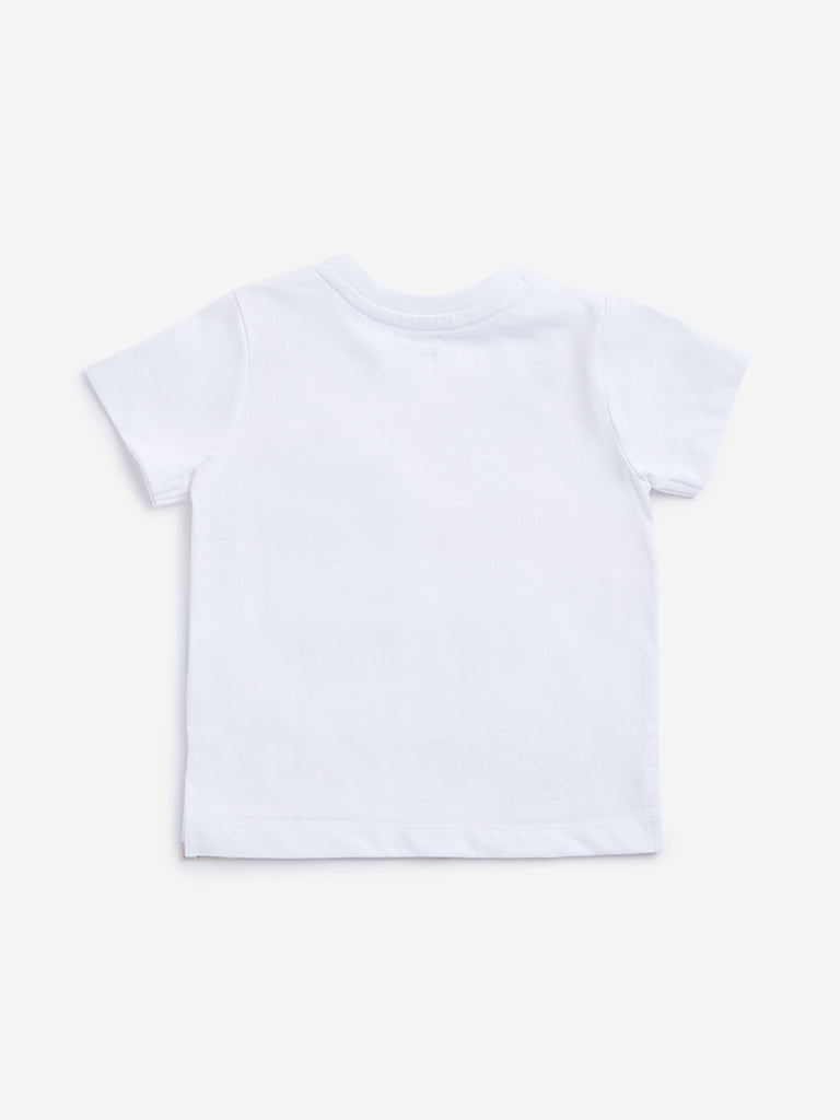 HOP Baby White Colour blocked T-Shirt