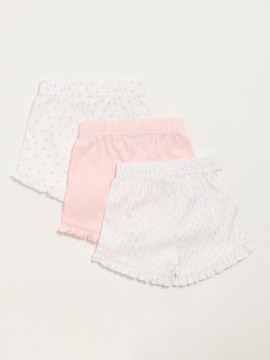 HOP Baby Multicolour Printed Ruffle Shorts - Pack of 3
