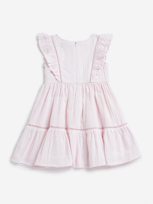 HOP Kids Light Pink Embroidered Tiered Dress