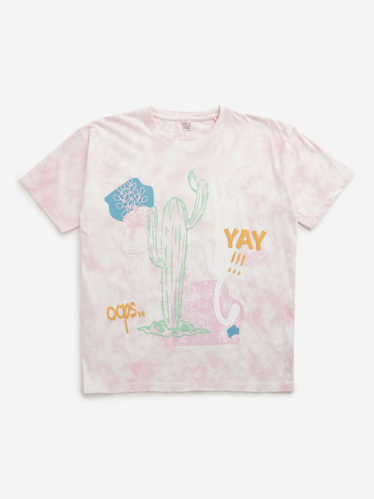 Y&F Kids Pink Cactus Design T-Shirt