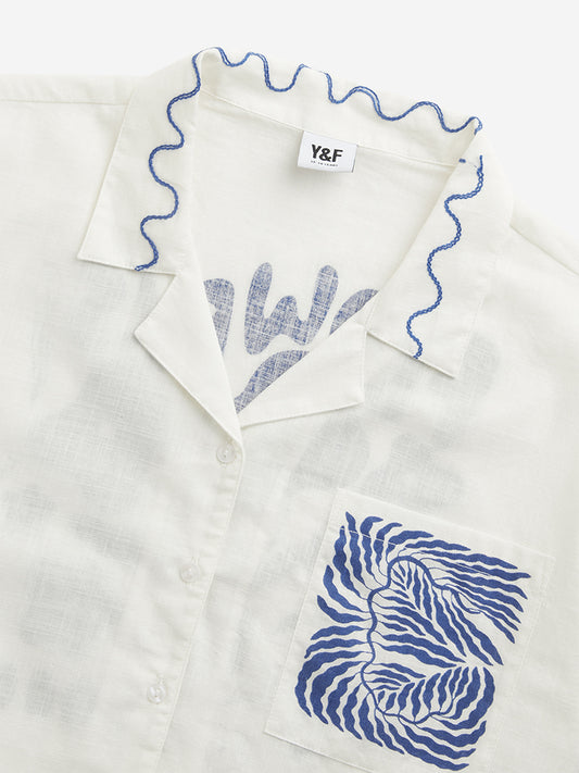 Y&F Kids White Printed Shirt