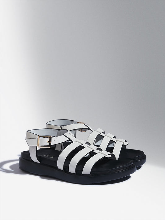 LUNA BLU White Multi-Strap Comfort Sandals