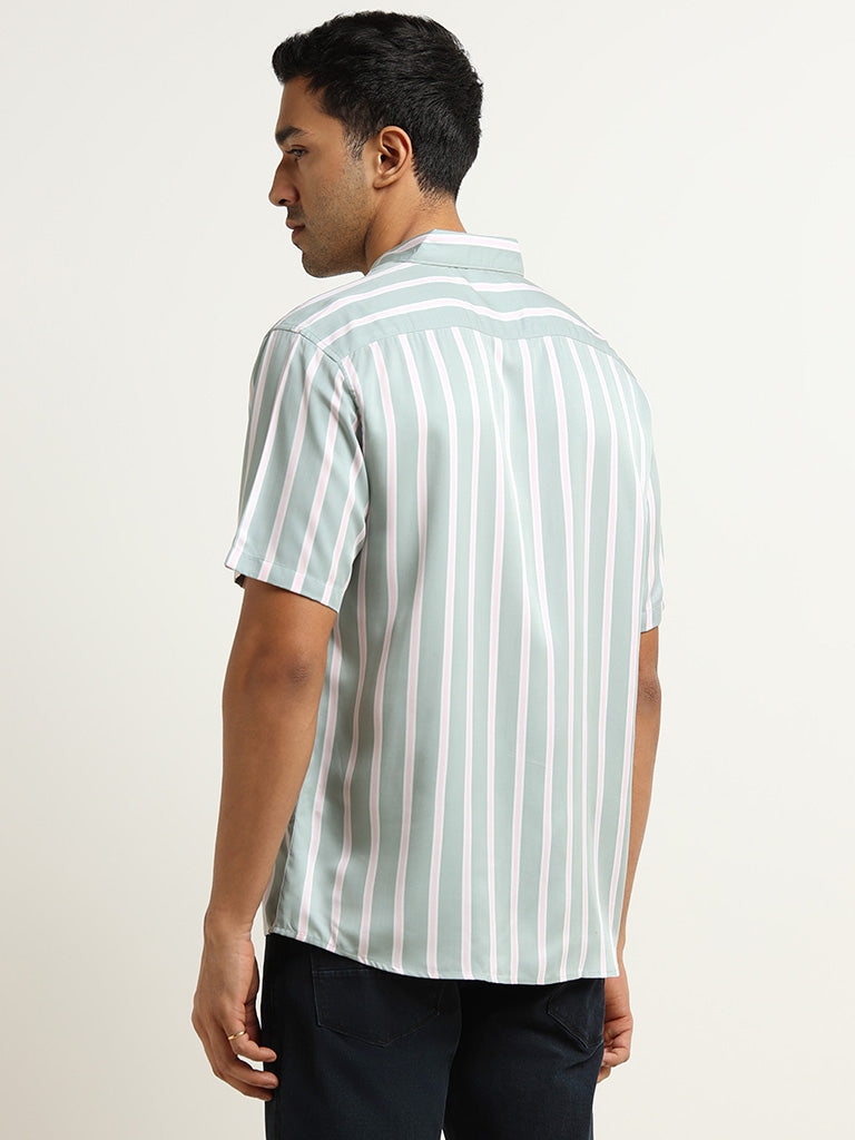 Ascot Sage Striped Relaxed Fit Shirt