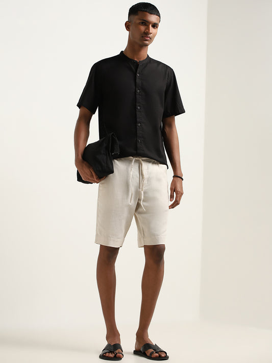 ETA Off-White Cotton Blend Relaxed Fit Shorts