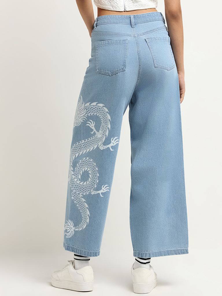Nuon Blue Wide-Leg High-Rise Denim Jeans