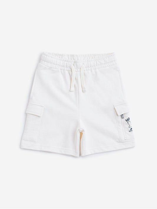 HOP Kids Off-White Cargo-Style Mid Rise Shorts