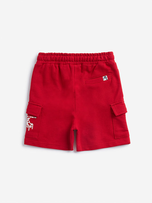 HOP Kids Red Cargo-Style Mid Rise Shorts