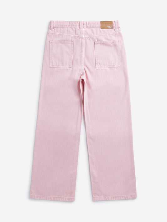 Y&F Kids Pink Straight Mid-Rise Jeans