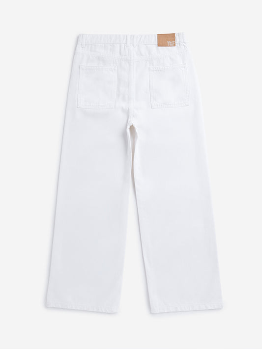 Y&F Kids White Straight Mid-Rise Jeans