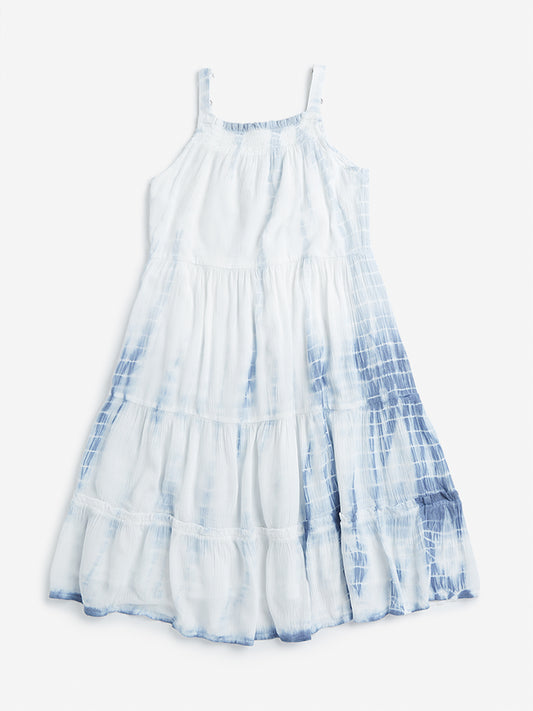 Y&F Kids Blue Tie-Dye Print Tiered Dress
