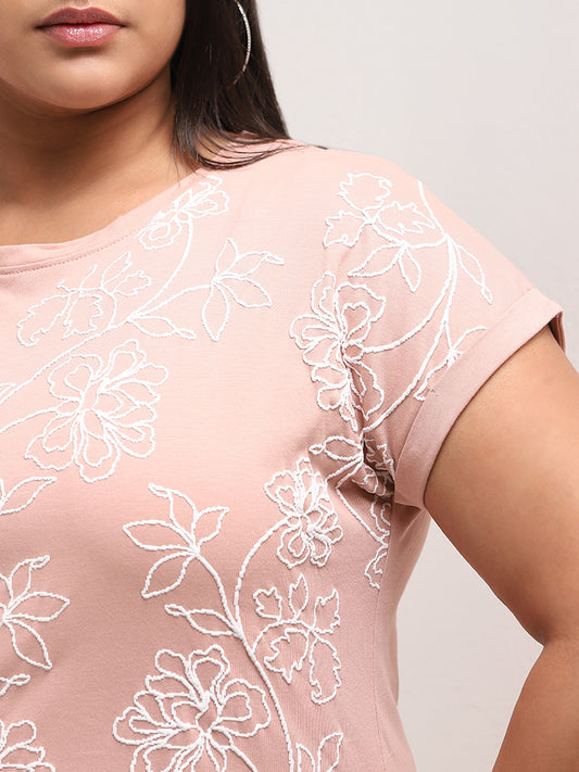 Gia Dusty Pink Floral Embossed Pink Top