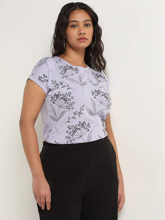 Gia Lilac Floral Printed T-Shirt