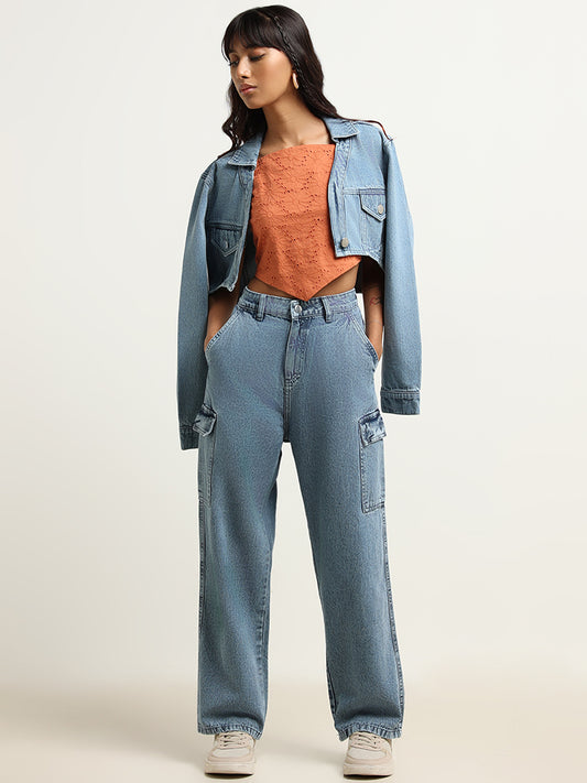 Nuon Blue High Rise Relaxed Fit Jeans