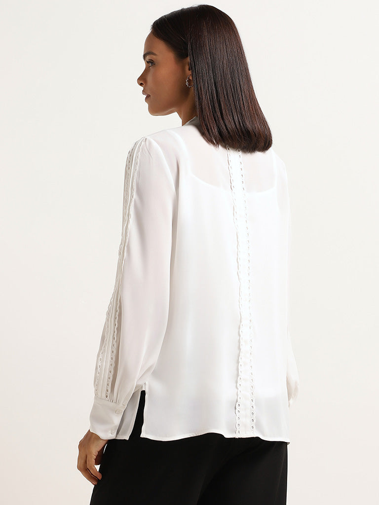 Wardrobe White Relaxed Fit Lace Shirt