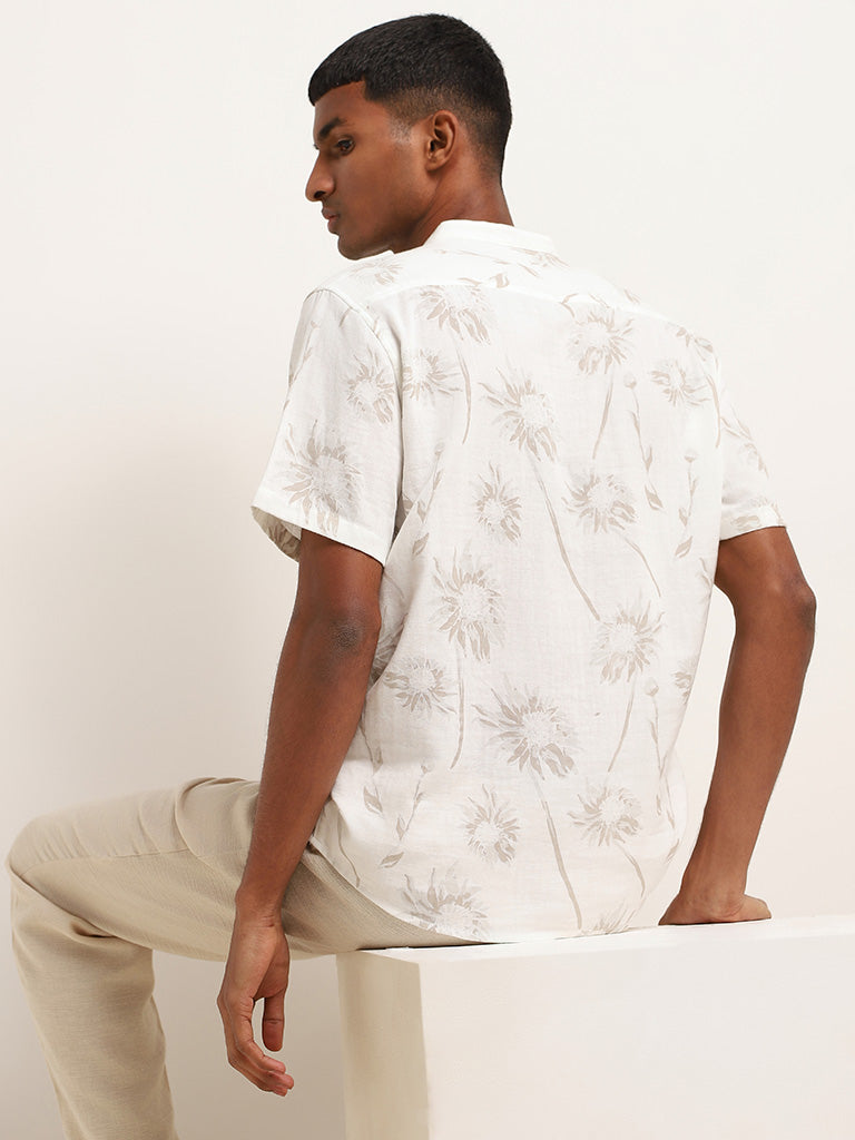 ETA Off-White Floral Print Cotton Resort Fit Shirt