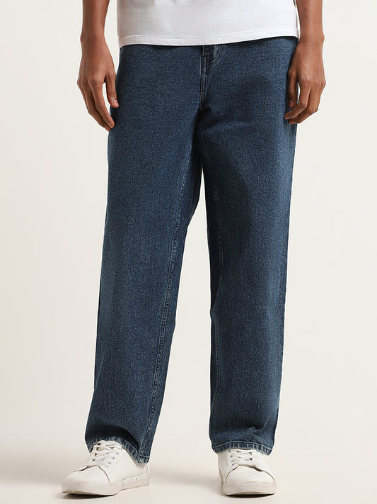 Nuon Blue Relaxed Fit Mid Rise Jeans