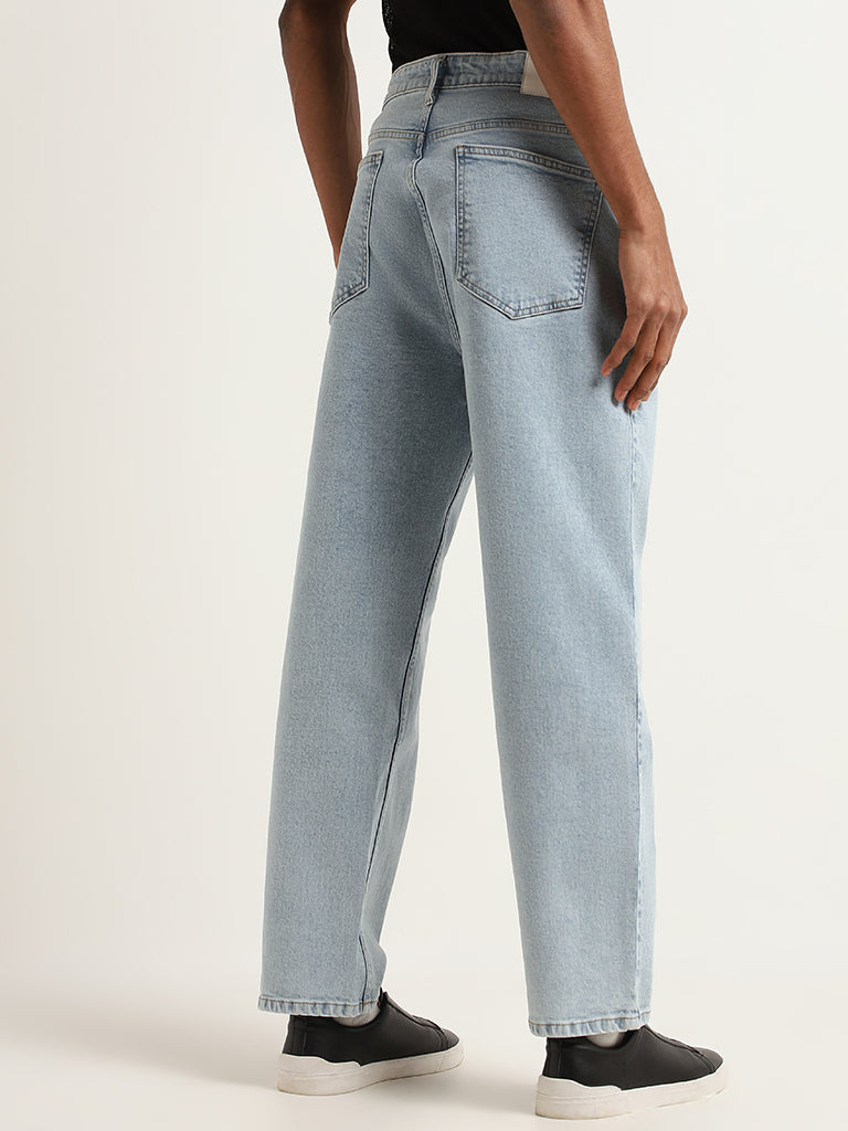 Nuon Blue Mid Rise Straight Fit Jeans