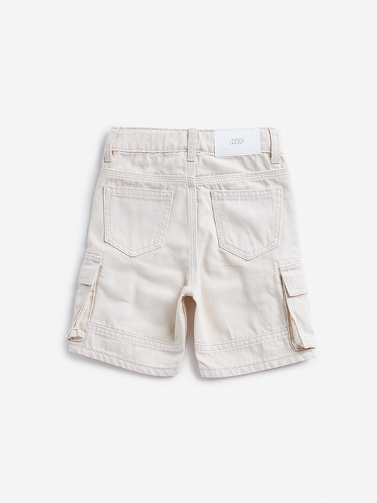 HOP Kids Beige Cargo-Style Mid-Rise Shorts