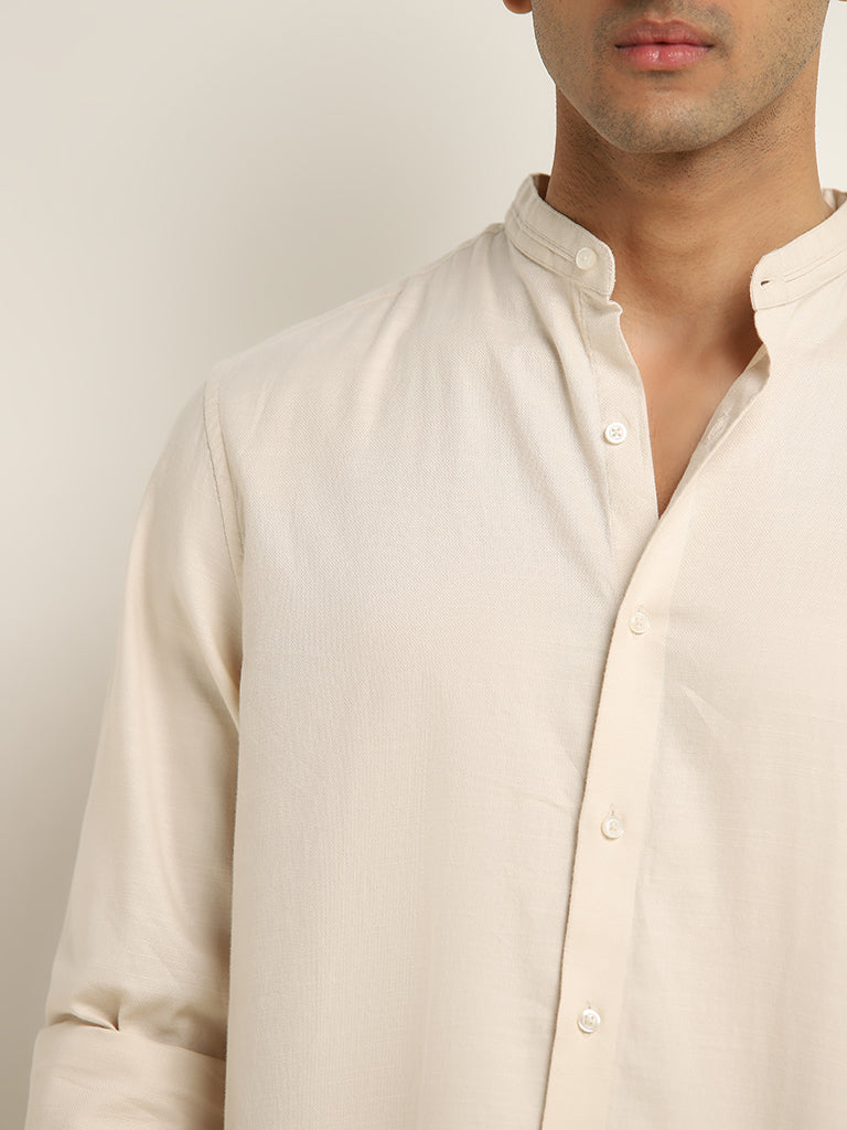 Ascot Light Beige Solid Relaxed Fit Shirt