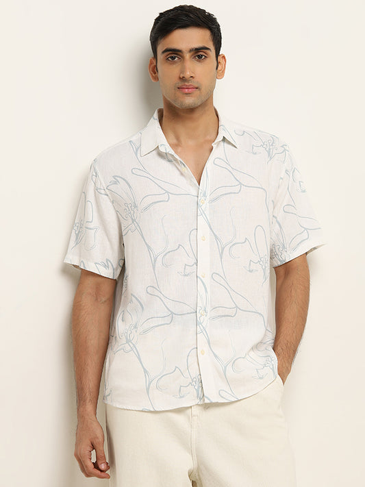 Ascot Off-White Abstract Printed Relaxed Fit Shirt