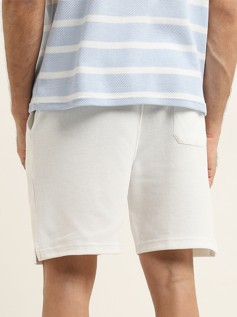 WES Lounge White Mid-Rise Relaxed Fit Shorts