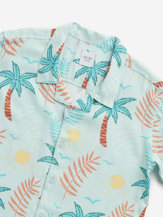 HOP Kids Mint Tropical Print Shirt