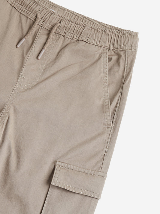 Y&F Kids Taupe Cargo-Style Mid-Rise Joggers