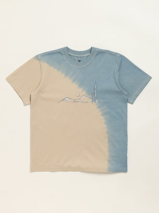 Y&F Kids Blue Tie-Dye Printed T-Shirt
