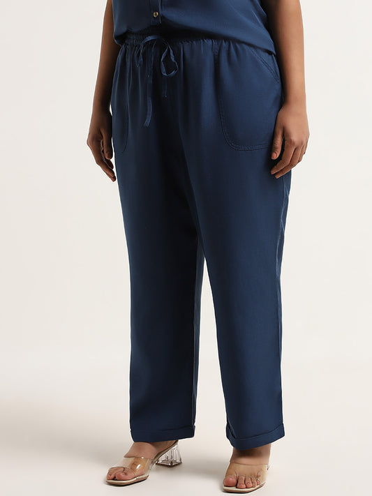 Gia Blue Mid Rise Straight Pants