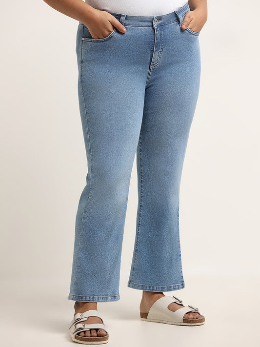 Gia Blue Mid Rise Straight Fit Denim Jeans