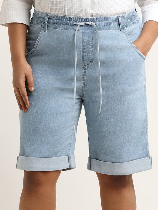 Gia Blue Mid Rise Denim Shorts