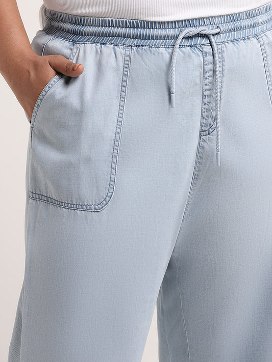 Gia Light Blue Chambray Straight-Fit Pants