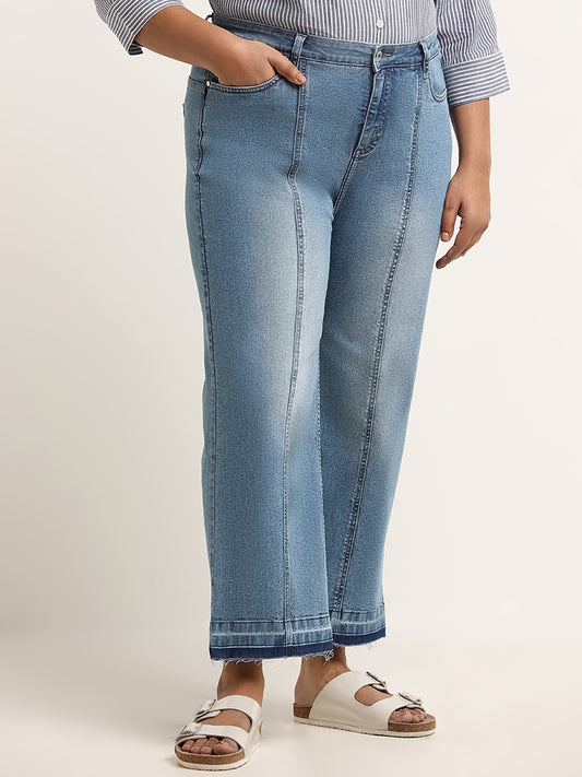 Gia Blue Mid Rise Straight Fit Denim Jeans