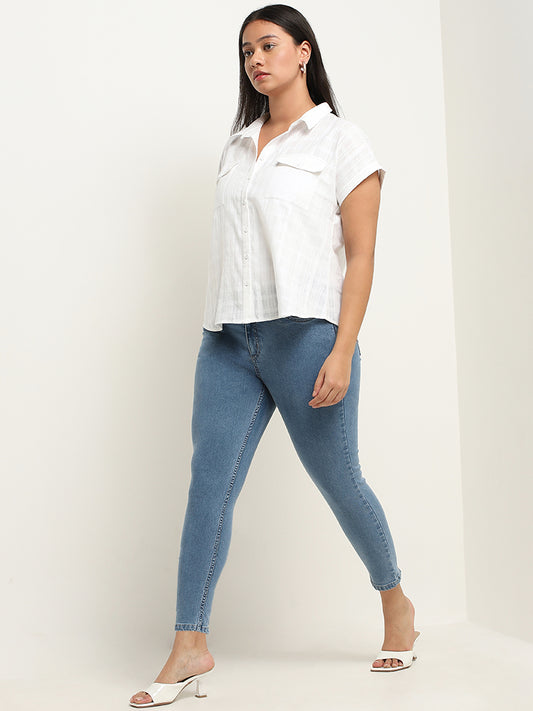 Gia Blue Mid Rise Skinny Fit Jeans