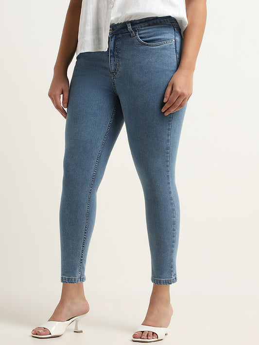 Gia Blue Mid Rise Skinny Fit Jeans