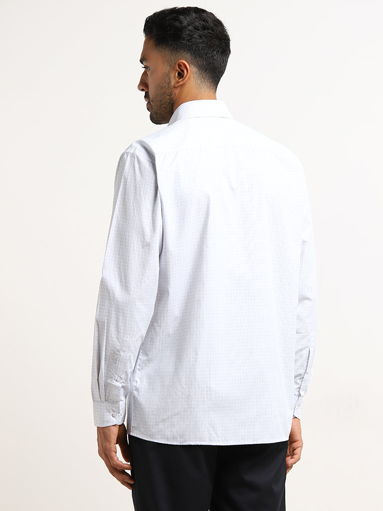 WES Formals White Checkered Relaxed Fit Shirt