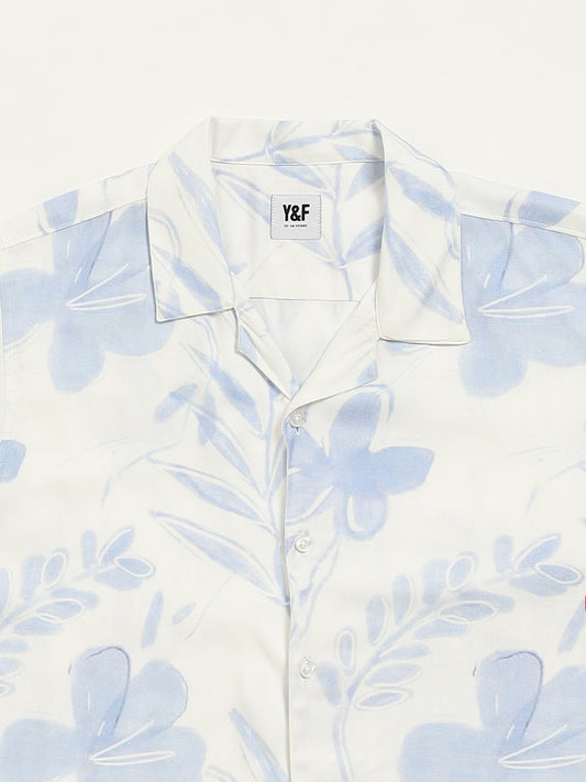 Y&F Kids Blue Floral Pattern Shirt