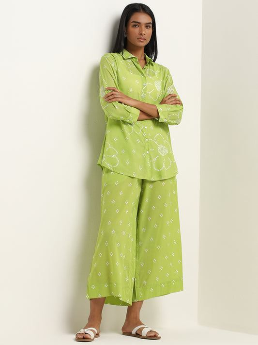 Utsa Green Bandhani Design Straight Cotton Tunic