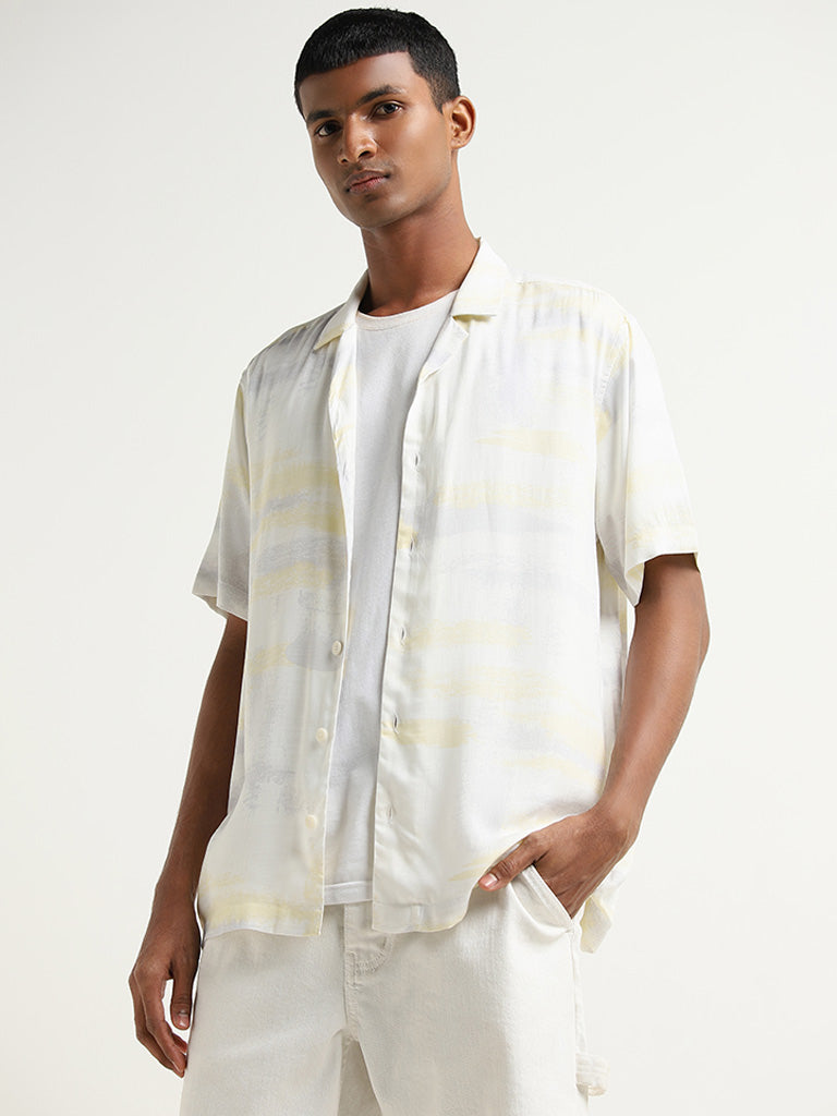 Nuon Off-White Abstract Print Relaxed Fit Shirt