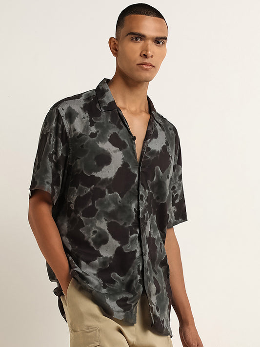 Nuon Black Abstract Print Relaxed-Fit Shirt