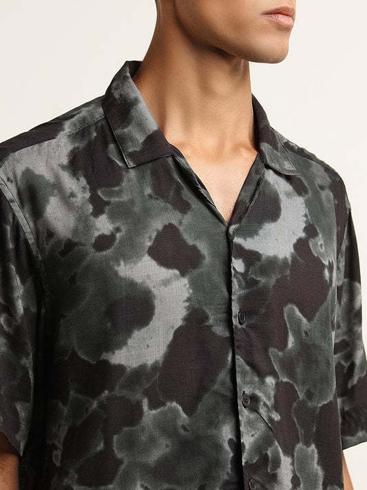 Nuon Black Abstract Print Relaxed-Fit Shirt