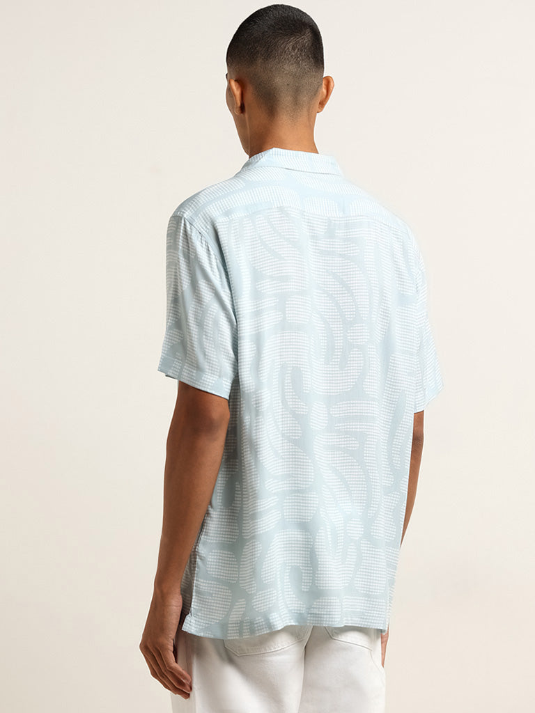 Nuon Blue Abstract Print Relaxed Fit Shirt