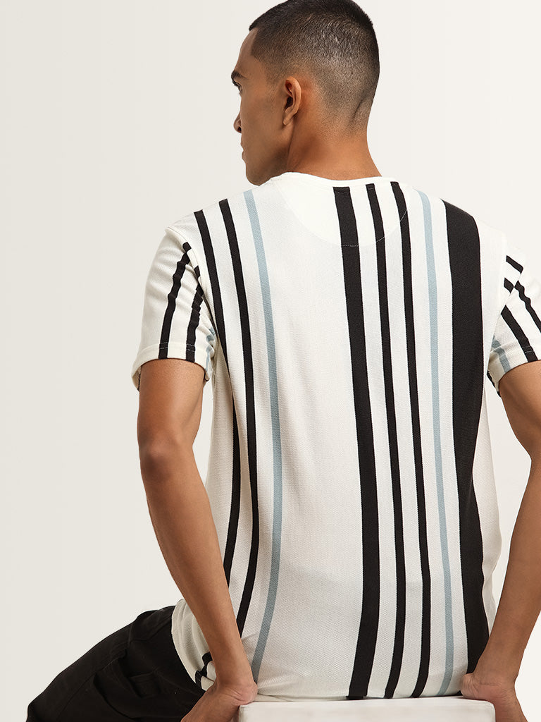 Nuon Multicolour Striped Slim Fit T-Shirt