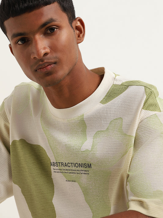 Nuon Green Abstract Print Relaxed Fit T-Shirt