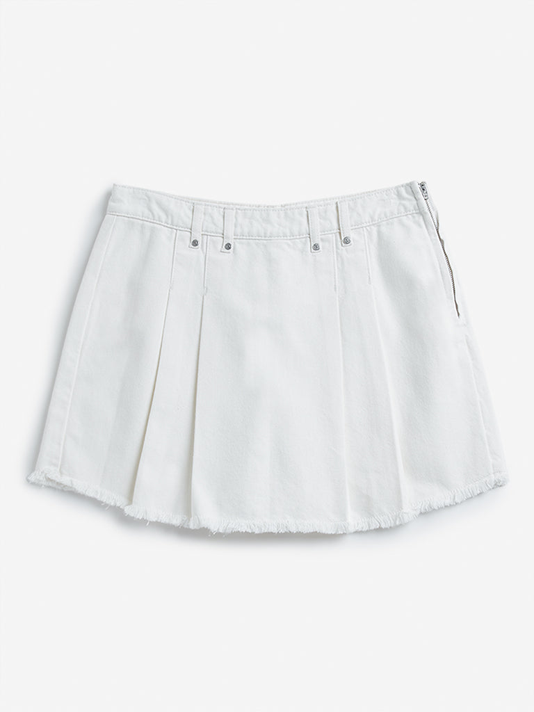 Y&F Kids White Pleated High Rise Skirt