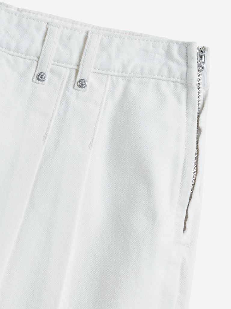 Y&F Kids White Pleated High Rise Skirt