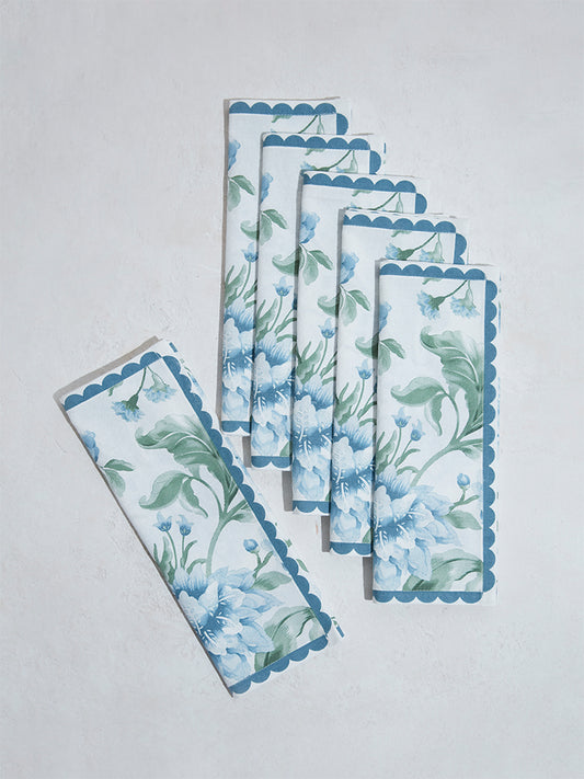 Westside Home Blue Oriental Floral Placemats (Set of 6)