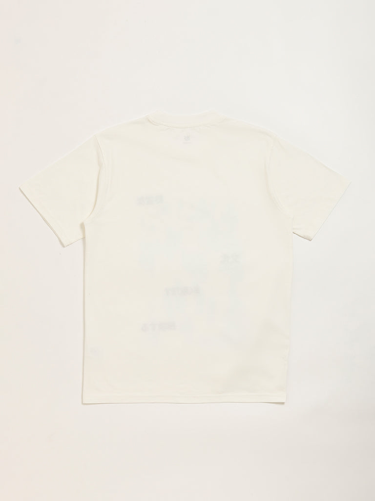 Y&F Kids Off-White Graphic Print T-Shirt