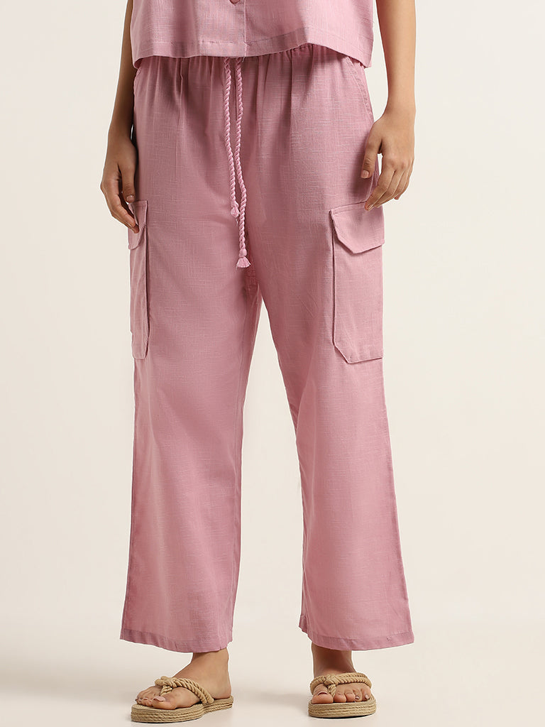 Superstar Light Pink Wide-Leg High-Rise Cargo Pants